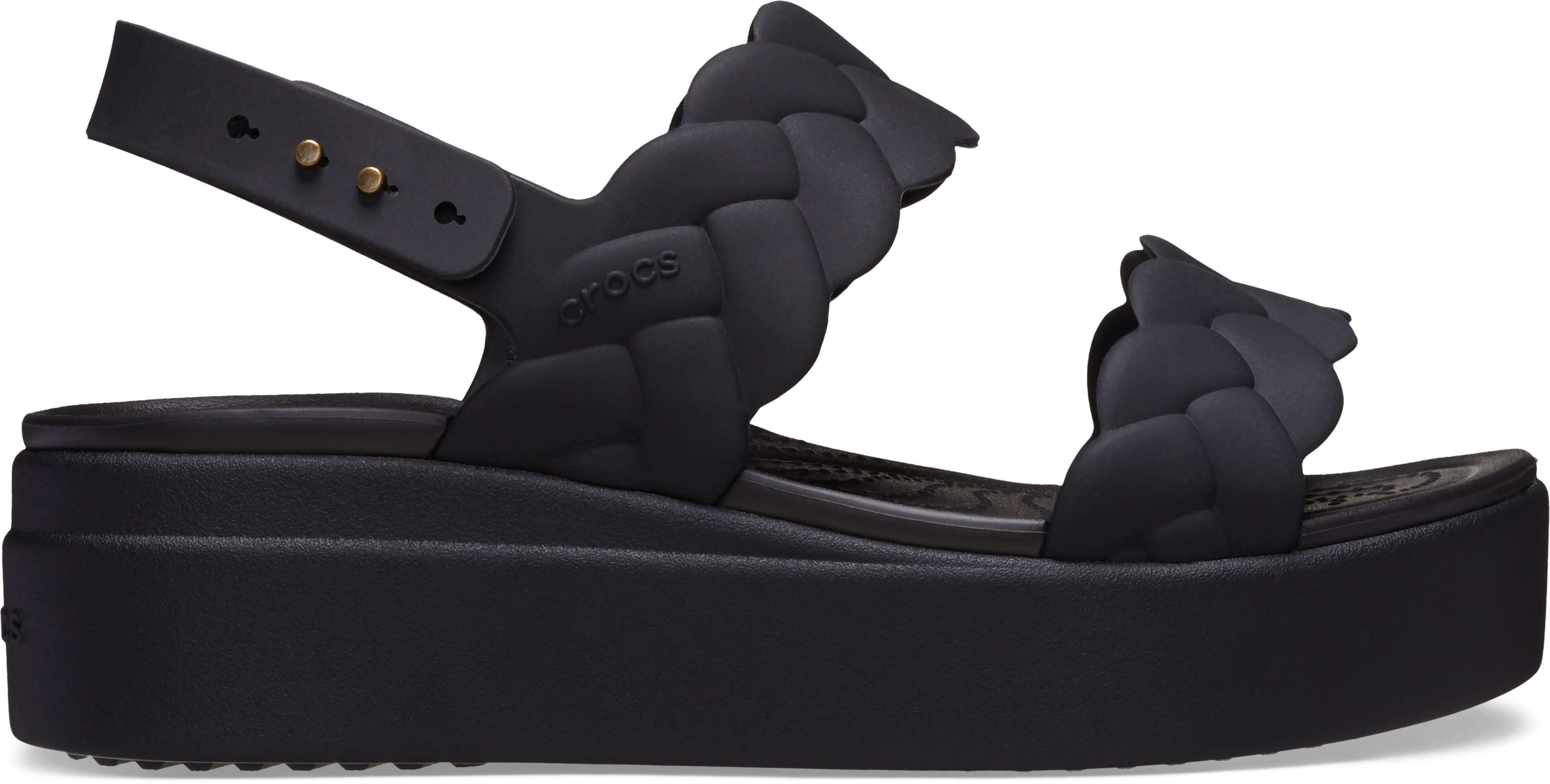 Brooklyn Woven Upper Low Wedge in Black Crocs